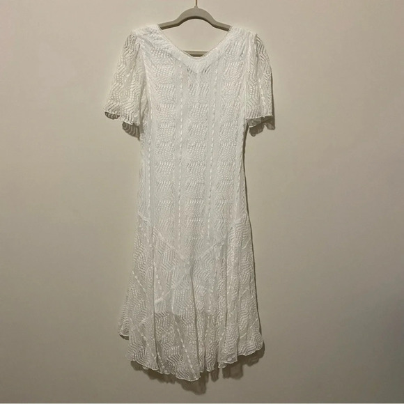 Chris McLaughlin White Lace Flutter Sleeve Midi Dress 10 - Picture 10 of 10